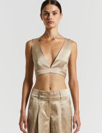 Peserico - Women's bralette in viscose linen satin - Desert