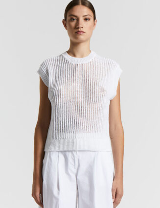 Peserico - Wet-effect viscose ribbon waistcoat - Pure White