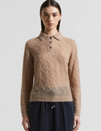 Peserico - Lightweight virgin wool and alpaca polo shirt - Cappucino