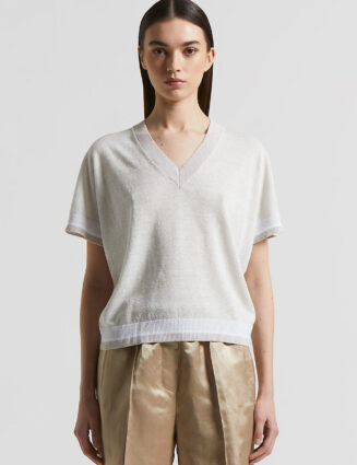 Peserico - Linen cotton Lurex jersey - Pure White