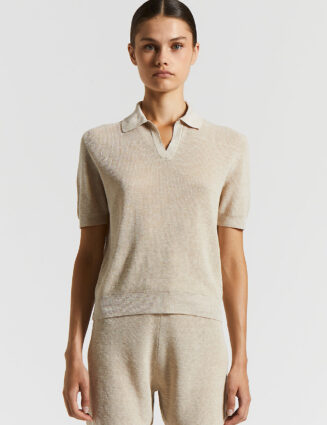 Peserico - Linen cotton crepe melange polo shirt - Ivory