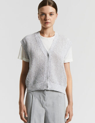 Peserico - Cotton blend mouliné cardigan with sequins - Granite