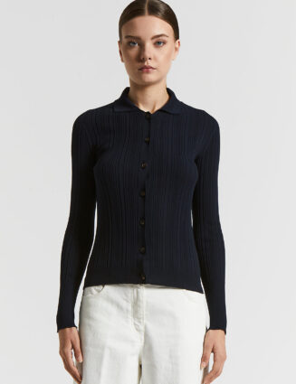 Peserico - Pure cotton crepe tricot shirt - Space blue