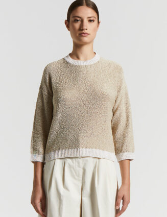 Peserico - Pure cotton ribbon tricot sweater - Desert