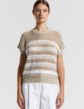 Peserico - Cotton blend mouliné sweater with sequins - Dunes
