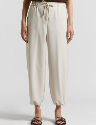 Peserico - Jogger trousers in Loro Piana technical gabardine - Quartz sand