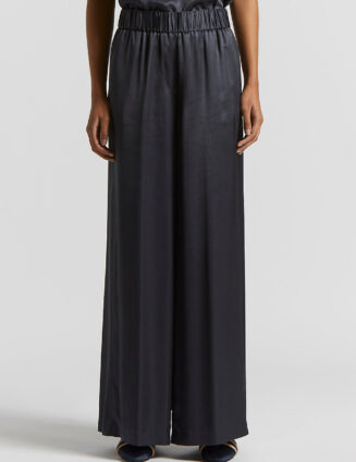 Peserico - Viscose satin trousers with elastic waist - Space blue