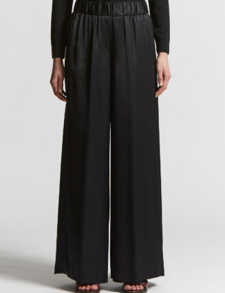 Peserico - Viscose satin trousers with elastic waist - Black