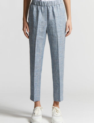 Peserico - Loro Piana pure linen Prince of Wales trousers - Sunrise blue