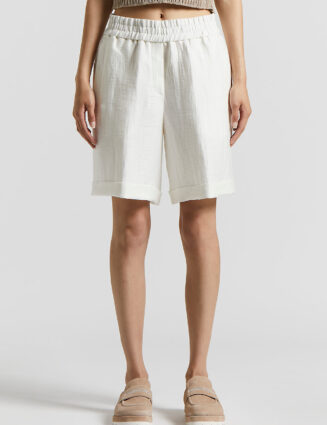 Peserico - Bermuda shorts in technical linen gabardine - Cloud white