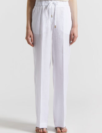 Peserico - Trousers in light and cool pure linen - Pure White