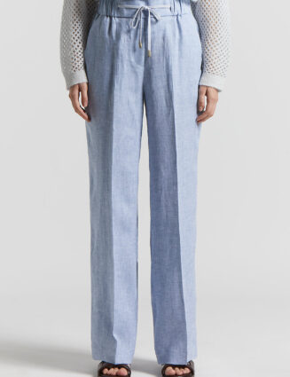 Peserico - Trousers in light and cool pure linen - Sunrise blue