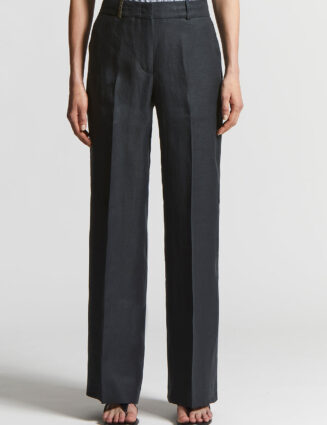 Peserico - Plain-coloured pure linen gabardine trousers - Space blue