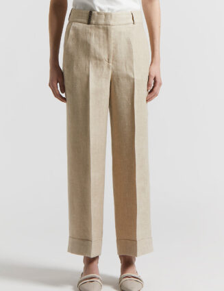 Peserico - Linen viscose silk blend trousers - Amber beige
