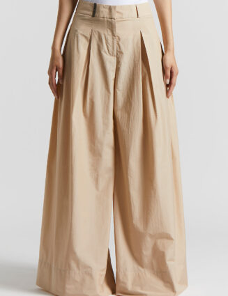 Peserico - Wide trousers in cotton-blend poplin - Amber beige