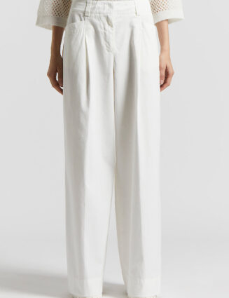 Peserico - Garment dyed stretch cotton gabardine trousers - Cloud white