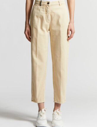 Peserico - Denim carrot trousers in stretch cotton boule - Sunshine yellow