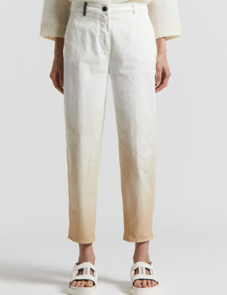 Peserico - Carrot jeans in stretch cotton gabardine - Amber beige