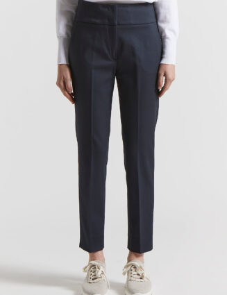 Peserico - Compact cotton viscose trousers - Space blue