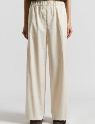 Peserico - Trousers in lightweight stretch cotton satin - Quartz sand