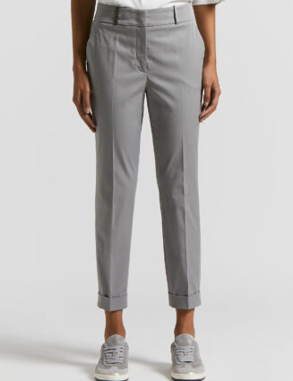 Peserico - Slim trousers in combed cotton gabardine - Lunar gray