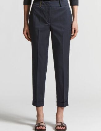 Peserico - Slim trousers in combed cotton gabardine - Space blue