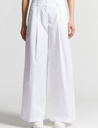 Peserico - Trousers in lightweight stretch cotton satin - Pure White