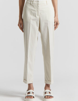 Peserico - Slub stretch cotton canvas trousers - Quartz sand