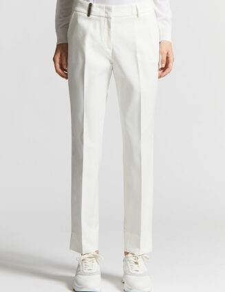 Peserico - Compact cotton viscose  trousers - Cloud white