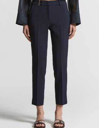 Peserico - Cigarette trousers in viscose-cotton fabric - Space blue