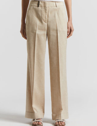 Peserico - "Estrato" linen and wool trousers - Amber beige