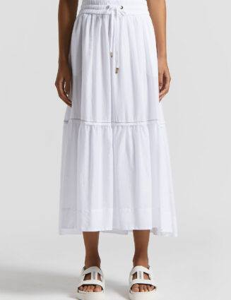 Peserico - Semi-transparent long skirt in pure cotton voile - Light white