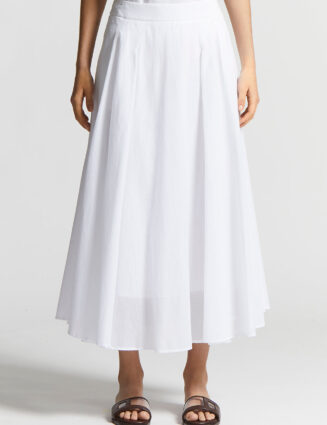 Peserico - Pure cotton voile semi-transparent midi skirt - Light white