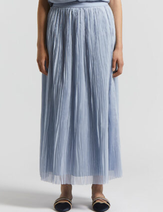 Peserico - Crushed pleated chiffon midi skirt - Sunrise blue