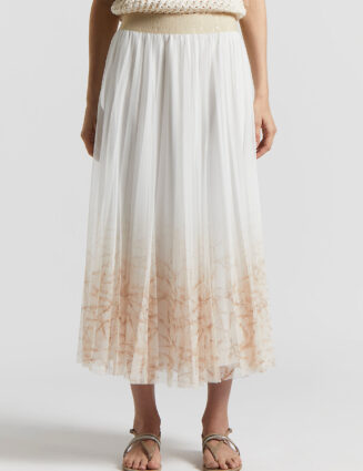 Peserico - Pleated midi skirt in frosted-finish voile - Cloud white
