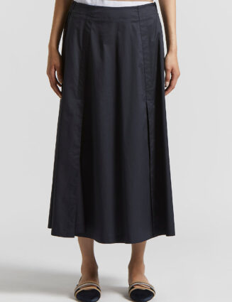 Peserico - Lightweight stretch cotton satin skirt - Space blue