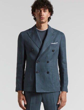 Peserico - Ermenegildo Zegna double-breasted linen blazer - Aviator Blue