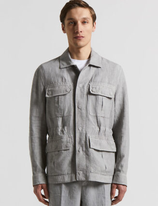Peserico - Pure linen Sahara jacket - Lunar gray