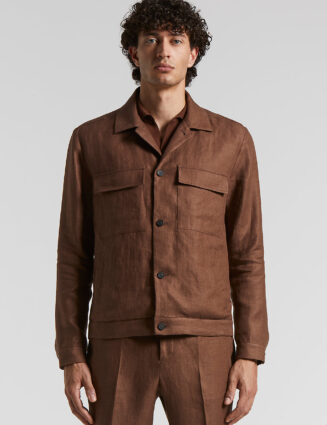 Peserico - Pure linen gabardine overshirt - Tobacco