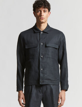 Peserico - Pure linen gabardine overshirt - Space blue