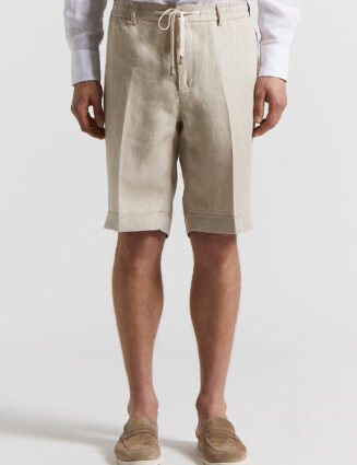 Peserico - Ermenegildo Zegna linen chevron Bermuda shorts - Dirt path