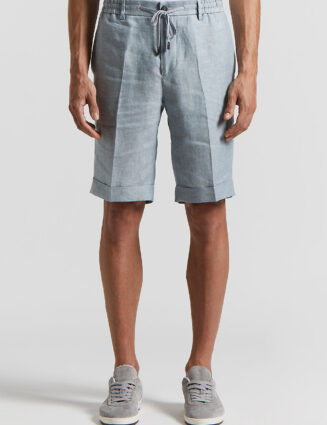 Peserico - Ermenegildo Zegna linen chevron Bermuda shorts - Saline blue