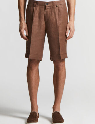 Peserico - Pure linen gabardine Bermuda shorts - Tobacco