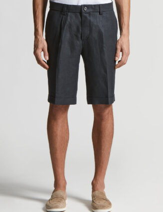 Peserico - Pure linen gabardine Bermuda shorts - Space blue