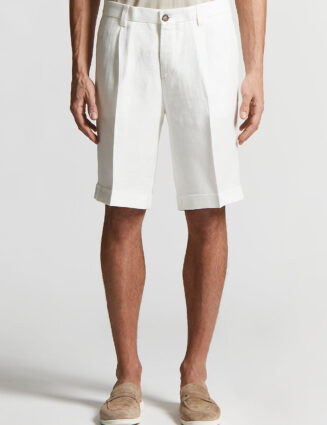 Peserico - Pure linen gabardine Bermuda shorts - Cloud white