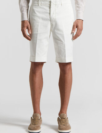 Peserico - Stretch cotton gabardine Bermuda shorts - Cloud white