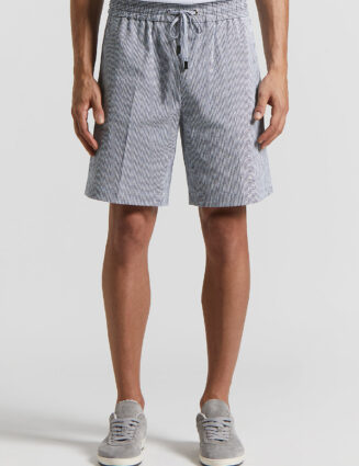 Peserico - Stretch cotton seersucker shorts - Space blue
