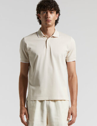Peserico - Lightweight Supima cotton piqué polo shirt - Quartz sand