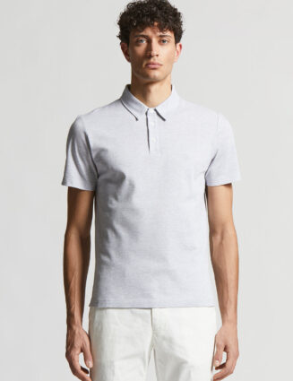 Peserico - Cotton melange jersey piqué polo shirt - Lunar gray