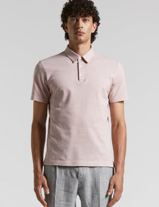 Peserico - Cotton melange jersey piqué polo shirt - Powder pink